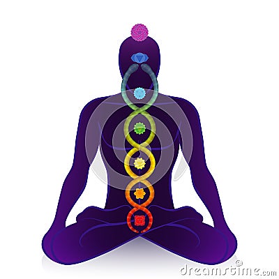 Kundalini Serpent Chakras Awakening Man Power Symbol Vector Illustration