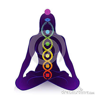 Kundalini Serpent Chakras Awakening Woman Power Symbol Vector Illustration