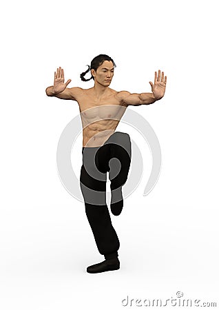 The Kung Fu Master, 3D Illustration Stock Photo