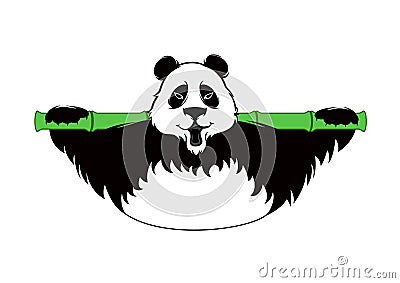 Kung Fu Panda Holding a Bamboo Stick Vector Vector Illustration