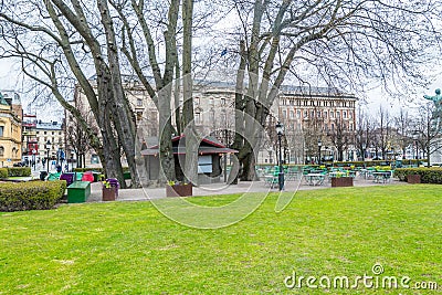 Kungstradgarden, a park in central Stockholm, Sweden. It is colloquially known as Kungsan Editorial Stock Photo