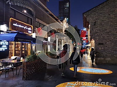 Kunming historic city streets renovated to be trendy, evening Editorial Stock Photo