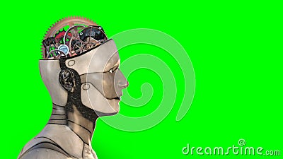 Kunstmatige intelligentie, Robothersenen, Technologie, het Geïsoleerde Groene Scherm royalty-vrije illustratie Kunstmatige intelligentie, Robothersenen, Technologie, het Geïsoleerde Groene Scherm royalty-vrije illustratie