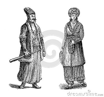 Kurdish people | Antique Ethnographic Illustrations Stock Photo