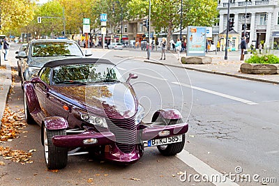 Kurfurstendamm with expensive car in Berlin Editorial Stock Photo