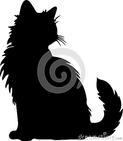 Kurilian Bobtail Cat Black Silhouette Generative Ai Vector Illustration