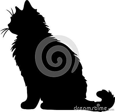 Kurilian Bobtail Cat Black Silhouette Generative Ai Vector Illustration