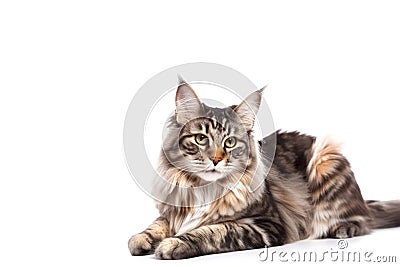 Kurilian Bobtail Cat On White Backgroundcopy Space. Generative AI Stock Photo