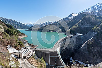 Kurobe dam at Tateyama Kurobe Alpine Route Stock Photo