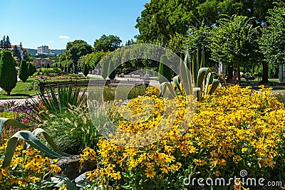 Kurortny Boulevard - central pedestrian street of the resort Kislovodsk city. It's a spa Editorial Stock Photo