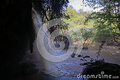 Kursunlu waterfall in the forest view under the jets Stock Photo
