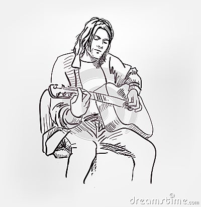 Kurt Donald Cobain rock star nirvana vector sketch style illustration Editorial Stock Photo