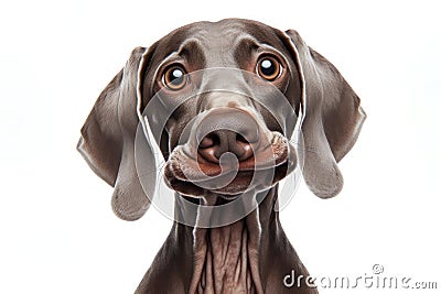 Kurzhaar dog with strange facial expressions isolated on white background. ai generative Stock Photo