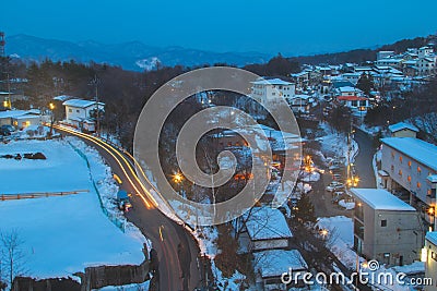 Kusatsu Onsen is one of Japan most famous hot spring resorts Stock Photo