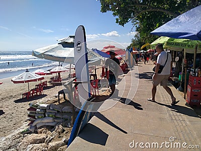 Kuta Beach Badung Bali Indonesia many who visit Editorial Stock Photo