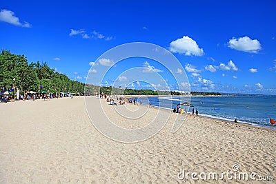 Kuta Beach with blue sky in Kuta, Bali, Indonesia. Stock Photo