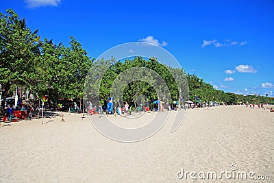 Kuta Beach with blue sky in Kuta, Bali, Indonesia. Stock Photo