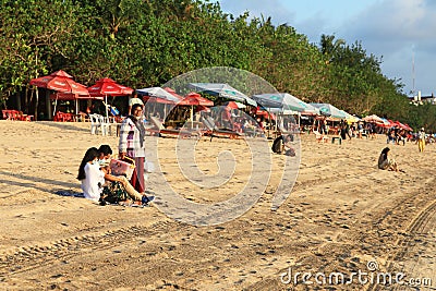 Kuta Beach in the evening in Bali, Indonesia. Editorial Stock Photo