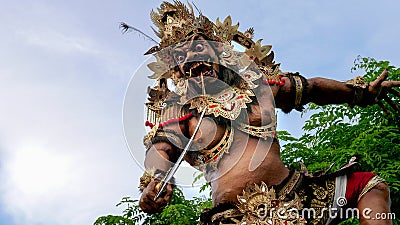 KUTA, INDONESIA - MARCH, 16, 2018: ogoh-ogoh statue with smoke special effect at kuta, bali Editorial Stock Photo