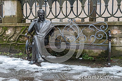 Bench sculpture of Boris Dov Gaponov Editorial Stock Photo