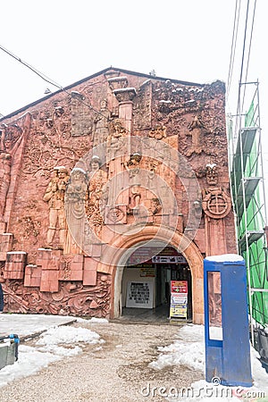 Entrance to Green Market with relief sculptures Editorial Stock Photo