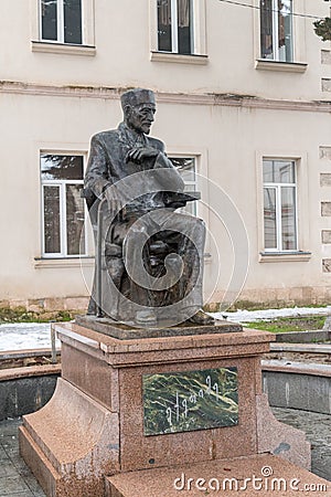 Sculpture of Ekvtime Takaishvili. Taqaishvili was a Georgian historian, archaeologist and public benefactor Editorial Stock Photo