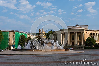 Kutaisi square fountain with horse sculpture, Kutaisi, Georgia Stock Photo