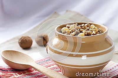 Kutia - sweet grain pudding, the traditional first dish of Christmas Eve supper in Eastern Europe Stock Photo