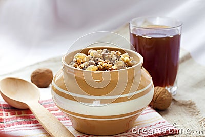 Kutia - sweet grain pudding, the traditional first dish of Christmas Eve supper in Eastern European countries Stock Photo