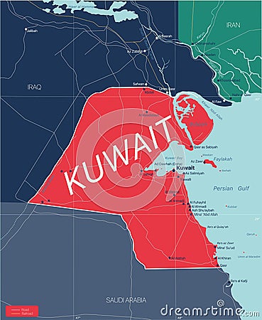 Kuwait country detailed editable map Vector Illustration