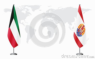 Kuwait and French Polynesia flags for official meeting Vector Illustration