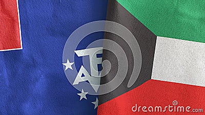 Kuwait and French Southern and Antarctic Lands two flags 3D rendering Stock Photo