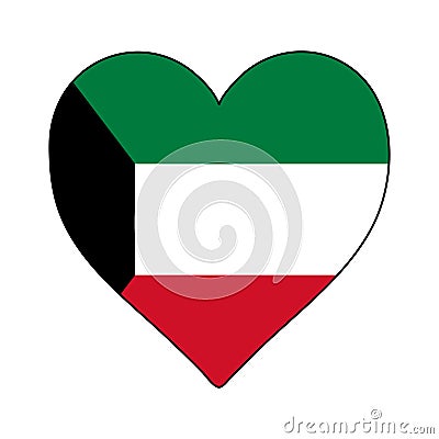 Kuwait Heart Shape Flag. Love Kuwait. Visit Kuwait. Middle East. Western Asia. Asia. Vector Illustration Graphic Vector Illustration