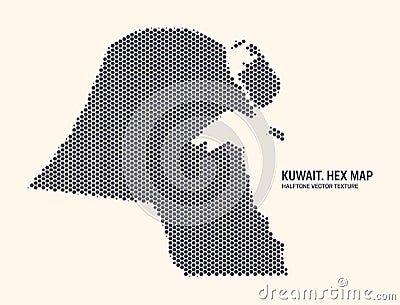 Kuwait Map Vector Hexagonal Half Tone Pattern Isolated On Light Background Vector Illustration