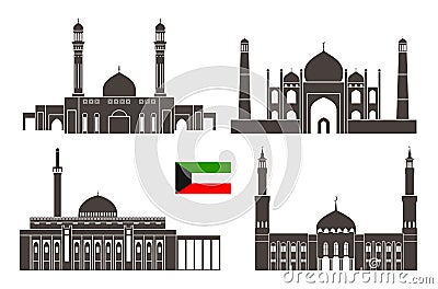 Kuwait set. Isolated Kuwait architecture on white background Vector Illustration