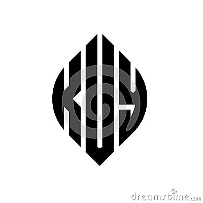 KUY circle letter logo design with circle and ellipse shape. KUY ellipse letters with typographic style. The three initials form a Vector Illustration