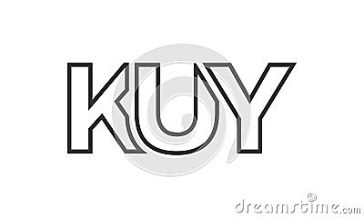 KUY logo design template with strong and modern bold text. Initial based vector logotype featuring simple and minimal typography. Vector Illustration