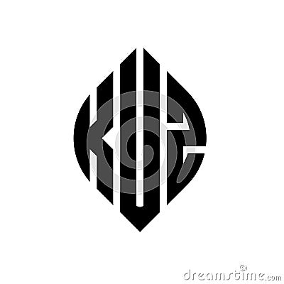 KUZ circle letter logo design with circle and ellipse shape. KUZ ellipse letters with typographic style. The three initials form a Vector Illustration