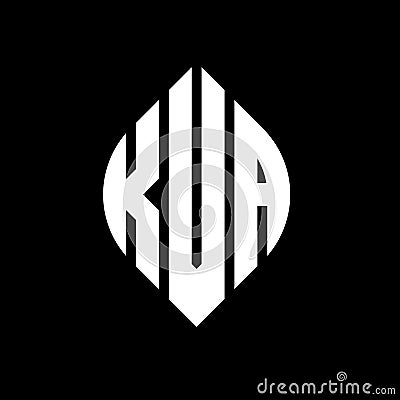KVA circle letter logo design with circle and ellipse shape. KVA ellipse letters with typographic style. The three initials form a Vector Illustration