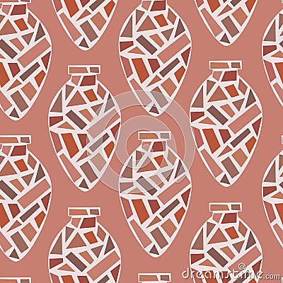 Kvevri seamless vector pattern. Traditional Georgian big clay vessel Qvevri. Vector Illustration