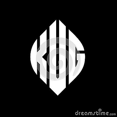 KVG circle letter logo design with circle and ellipse shape. KVG ellipse letters with typographic style. The three initials form a Vector Illustration