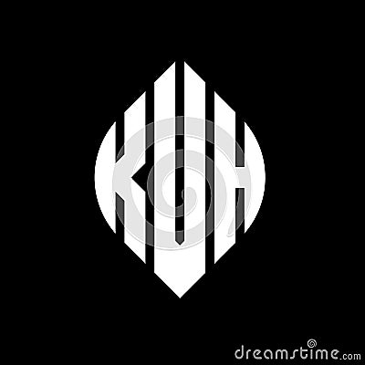 KVH circle letter logo design with circle and ellipse shape. KVH ellipse letters with typographic style. The three initials form a Vector Illustration