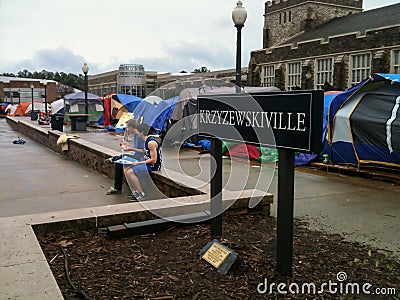 KVille with Tents on the Duke University Campus Editorial Stock Photo