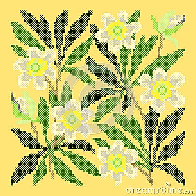 Vector illustration cross stitch vintage ornament Vector Illustration