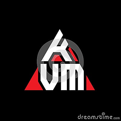 KVM triangle letter logo design with triangle shape. KVM triangle logo design monogram. KVM triangle vector logo template with red Vector Illustration