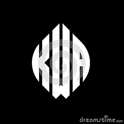 KWA circle letter logo design with circle and ellipse shape. KWA ellipse letters with typographic style. The three initials form a Vector Illustration