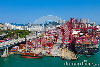 Hong Kong container port Editorial Stock Photo