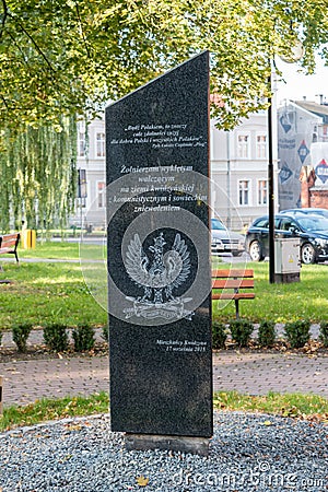 Memorial to Cursed soldiers fighting on Kwidzyn land with communist and soviet slavery Editorial Stock Photo