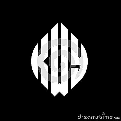 KWY circle letter logo design with circle and ellipse shape. KWY ellipse letters with typographic style. The three initials form a Vector Illustration