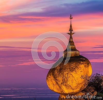 Kyaikhtiyo pagoda in Myanmar Stock Photo